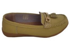 Ladies Lime Leather Tassel Loafers Slip On Nautical Boat Shoes Size 3 4 5 6 7 8