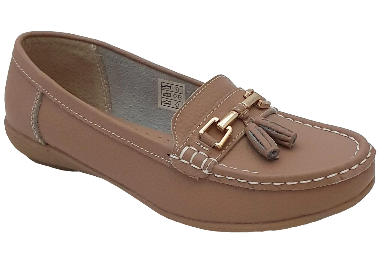 Ladies Real Leather Tassel Loafers Slip On Nautical Boat Shoes Size 3 4 5 6 7 8 Light Pink Nude 4 Ladies Real Leather Tassel Loafers Slip On Nautical Boat Shoes Size 3 4 5 6 7 8 Light Pink Nude - Image 2