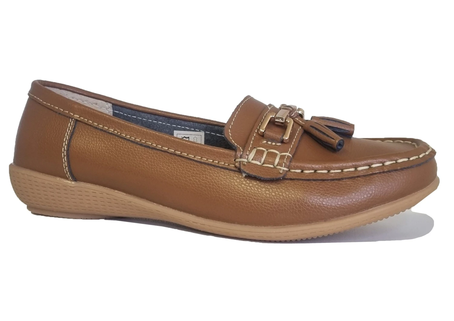 Womens Tan Leather Loafers Wide Fit Comfortable Shoes Size 3 4 5 6 7 8 4 Womens Tan Leather Loafers Wide Fit Comfortable Shoes Size 3 4 5 6 7 8 - Image 2