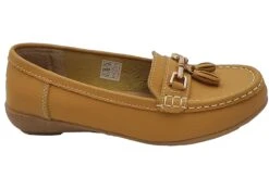 Ladies Real Leather Tassel Loafers Slip On Nautical Boat Shoes Size 3 4 5 6 7 8 Yellow