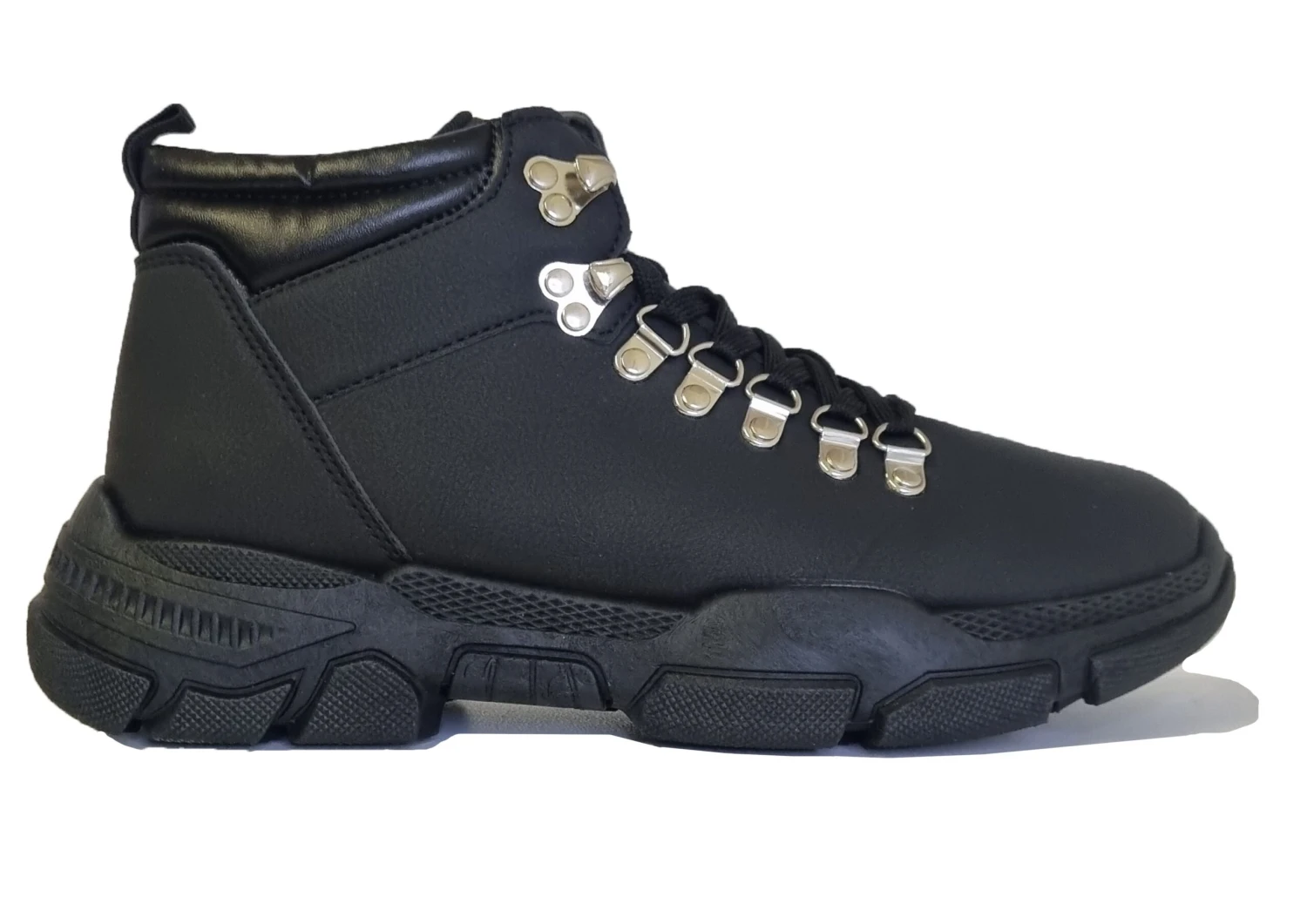 Mens Boots Black Lace Up Casual Hiking Walking Fashion Shoe Boots Size UK 4 Mens Boots Black Lace Up Casual Hiking Walking Fashion Shoe Boots Size UK - Image 2