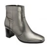Pewter Foil Leather Louth Heeled Ankle Boots | Ravel
