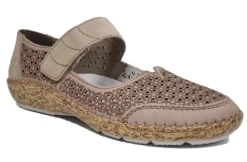 Rieker Antistress Shoes Womens Easy Fasten Comfort Shoes Flat Shoes Size 3 4 5 6 7 8 Beige