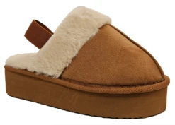 Krush Platform Slippers Ladies Slingback Mules Size 3 4 5 6 7 8 Brown