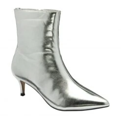 Silver Metallic Currans Pointed-Toe Ankle Boots | Ravel