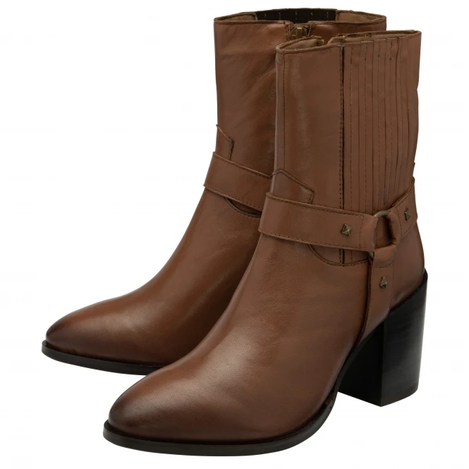 Tan Leather Ohey Zip-Up Mid-Calf Boots | Ravel 4 Tan Leather Ohey Zip-Up Mid-Calf Boots | Ravel - Image 2