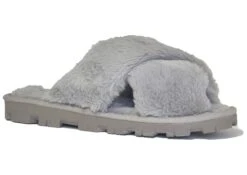 Jo & Joe Ladies Grey Fleece Lined Mule Comfort Slippers
